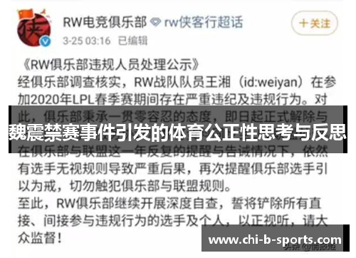 魏震禁赛事件引发的体育公正性思考与反思